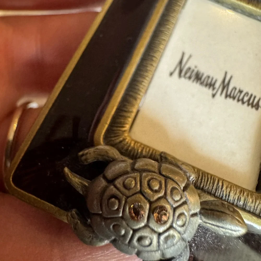 Jay Strongwater For Neiman Marcus Crystal Turtle Mini Frame W/ Clip & Easel